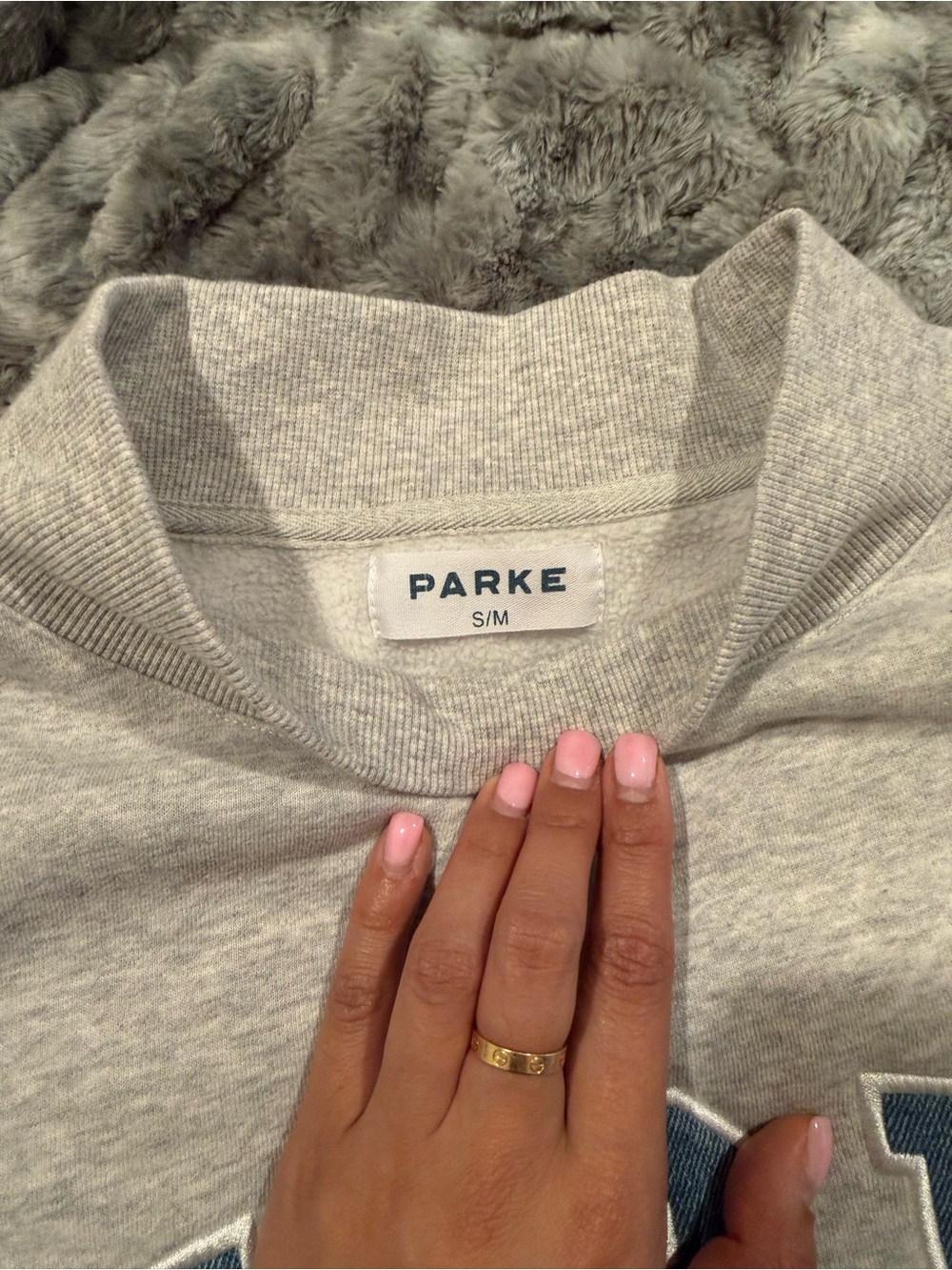 Parke Light Gray Mockneck with Blue Jean  Logo - Picture 3 of 4